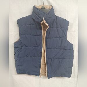 Vintage Skiwear Navy Quilted Puffer Vest Size L Full Zip Winter Jacket